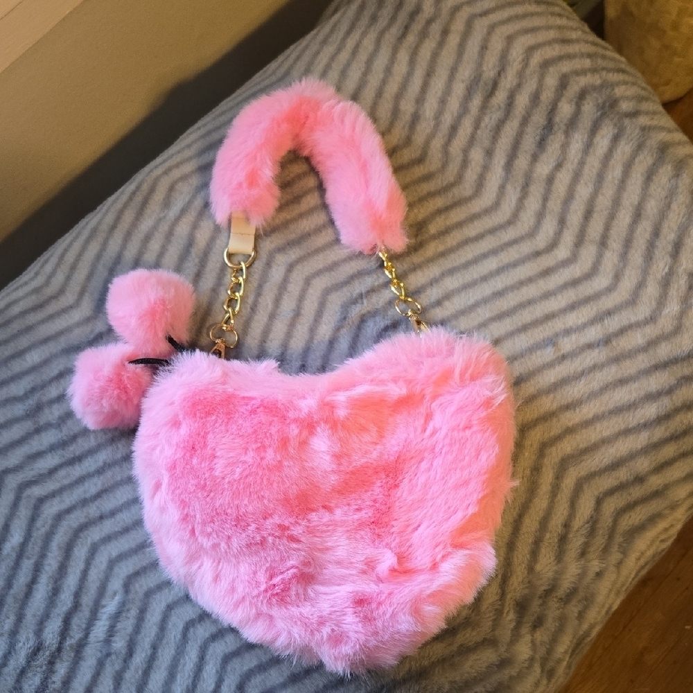 Pink Faux Fur Women's Bag